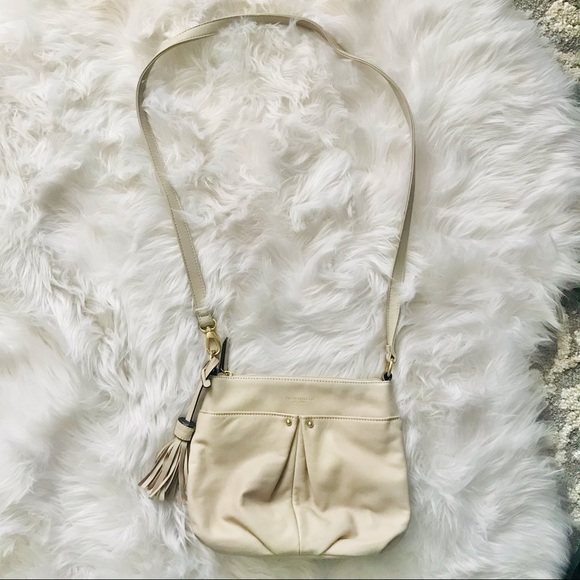 Tignanello Ivory Tassel Genuine Leather Crossbody - Picture 1 of 10